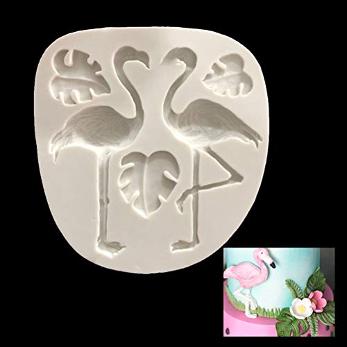 Molde de silicona 3D para fondant, diseño de hojas de flamenco de UPKOCH, para decoración de fiesta tropical Hawaii, color gris