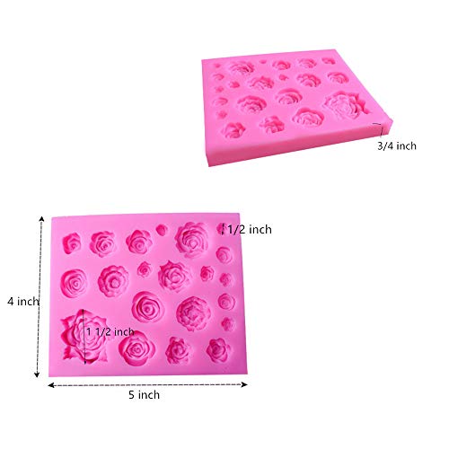Molde de silicona con diseño de flores, 21 cavidades, para decoración de pasteles de azúcar, arcilla polimérica, cera de jabón para hacer proyectos de manualidades