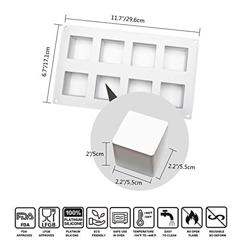 Molde de silicona en forma de cubo 3D, molde cuadrado para hornear pasteles, postres para gelatina, repostería de bolas y bomba de helado