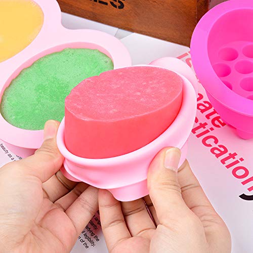 Molde de silicona para jabón, 4 cavidades, ovalado, para masaje, galletas, chocolate, pasteles, para manualidades caseras