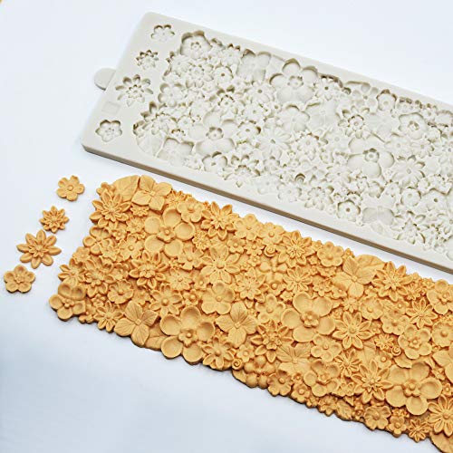 Molde de silicona para tartas con diseño de flores en relieve 3D, con textura de encaje para decoración de tartas, glaseado, azúcar, goma, pasta, pasta, manualidades, moldes para hornear