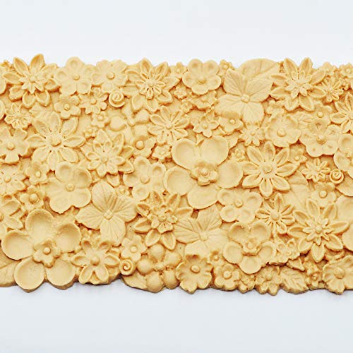 Molde de silicona para tartas con diseño de flores en relieve 3D, con textura de encaje para decoración de tartas, glaseado, azúcar, goma, pasta, pasta, manualidades, moldes para hornear