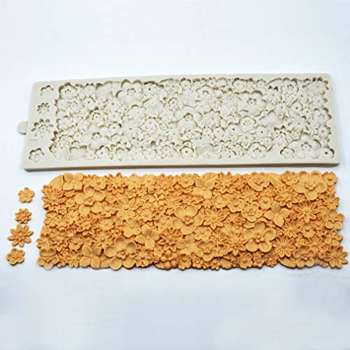 Molde de silicona para tartas con diseño de flores en relieve 3D, con textura de encaje para decoración de tartas, glaseado, azúcar, goma, pasta, pasta, manualidades, moldes para hornear