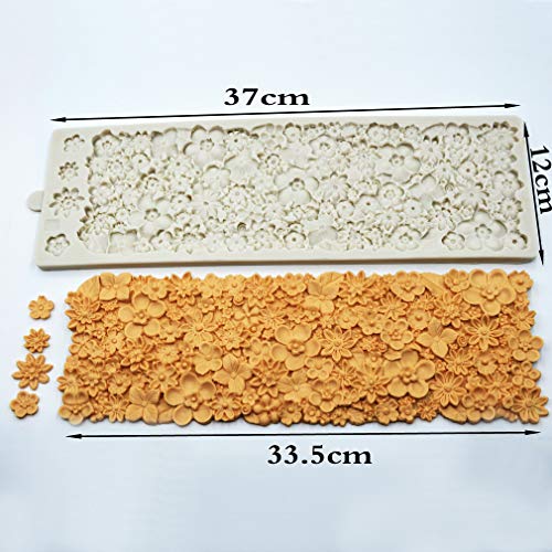 Molde de silicona para tartas con diseño de flores en relieve 3D, con textura de encaje para decoración de tartas, glaseado, azúcar, goma, pasta, pasta, manualidades, moldes para hornear