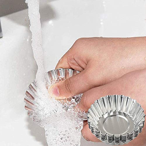 Molde de Tartaleta de Huevo Aluminio - WENTS 40PCS Moldes Mini Tartaletas Molde para Magdalenas Moldes para Hornear Molde del Pudin para Galletas no Adhesivo y Reutilizable Plateado