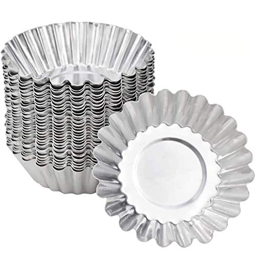 Molde de Tartaleta de Huevo Aluminio - WENTS 40PCS Moldes Mini Tartaletas Molde para Magdalenas Moldes para Hornear Molde del Pudin para Galletas no Adhesivo y Reutilizable Plateado