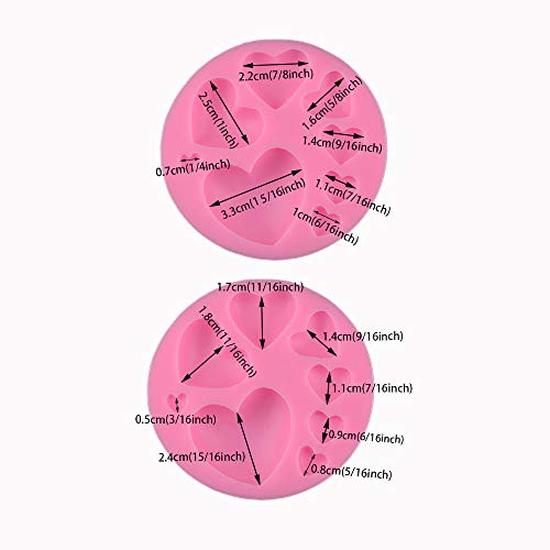 Molde miniatura de silicona para fondant de resina con forma de corazón de rosa para decoración de tartas, arcilla, molde para fondant, juego de 3