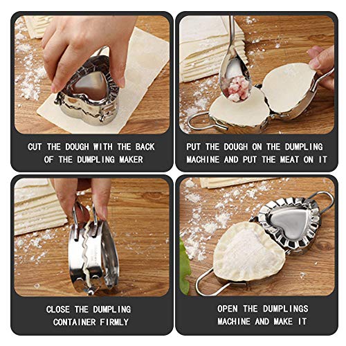 Molde Para Empanadillas, En Forma De Corazon MáQuina De Bola De Masa De Acero Inoxidable 2pcs Herramienta Para Hacer ReposteríA Para Hacer Raviolis Empanadillas O Galletas De Cocina Accesorio