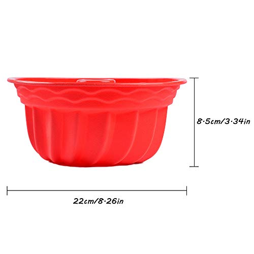 Molde para hornear redondo de silicona estriado, paquete de 2, molde para pan mousse antiadherente para hornear SENHAI - rojo, azul