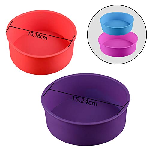Molde redondo de silicona para hornear tartas, 4 unidades (azul/rojo/púrpura/rosa)