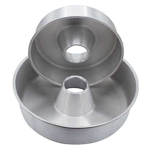 Molde Savarín, Bizcochera de Aluminio, Molde Anillo, Acero con Revestimiento Antiadherente, Libre de BPA, Plata, Set de 2- Ø 24 y 28 cm