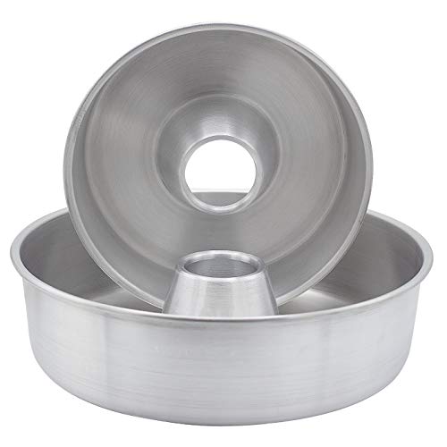 Molde Savarín, Bizcochera de Aluminio, Molde Anillo, Acero con Revestimiento Antiadherente, Libre de BPA, Plata, Set de 2- Ø 24 y 28 cm