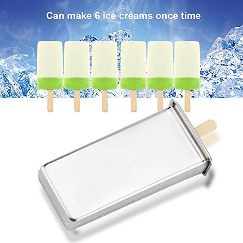 Moldes de paletas, Acero inoxidable reutilizable 6 moldes cuadrados Molde de helado Cocina industrial para el hogar Herramienta para hacer moldes DIY Pop Pop Mold para niños y adultos(3#)