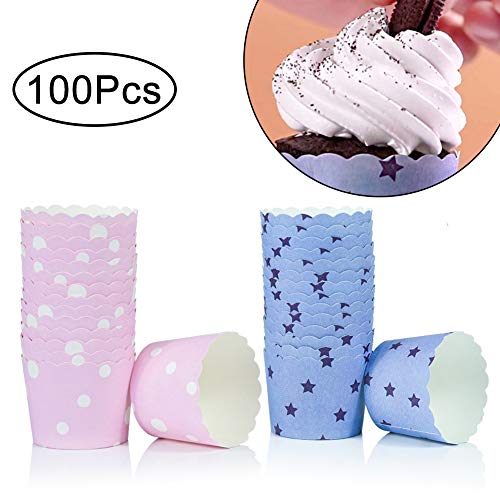 Moldes de papel para magdalenas - WENTS 100PCS Grande Moldes Papel Copa de Horneado Moldes de Papel para Cupcakes Magdalenas ideales para fiestas y celebraciones(Rosa/Azul)