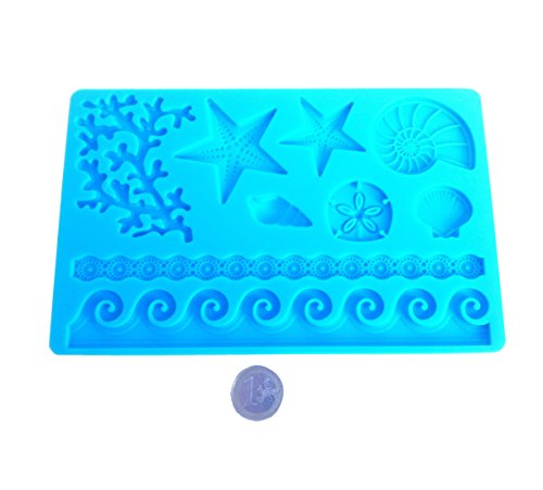 Moldes de silicona para bordes de tarta, con patrón de molusco y animales marinos, para fondant, mazapanes y otras pastas, de ROYAL HOUSEWARE