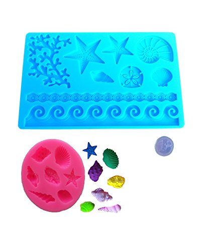 Moldes de silicona para bordes de tarta, con patrón de molusco y animales marinos, para fondant, mazapanes y otras pastas, de ROYAL HOUSEWARE