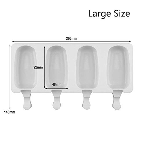 Moldes de silicona para helado, en forma ovalada, 4 cavidades con 100 palos de madera, juego de 2
