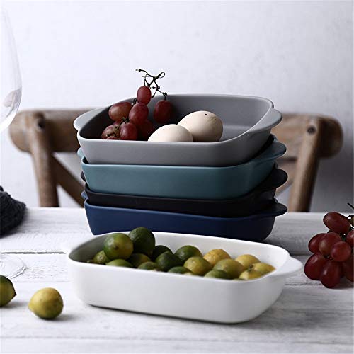 Moldes para lasaña Utensilios for hornear de porcelana duraderos rectangulares Plato for hornear de esmalte de cerámica con mango for cocinar, banquetes de cocina y uso diario Hornear plato lasaña sar