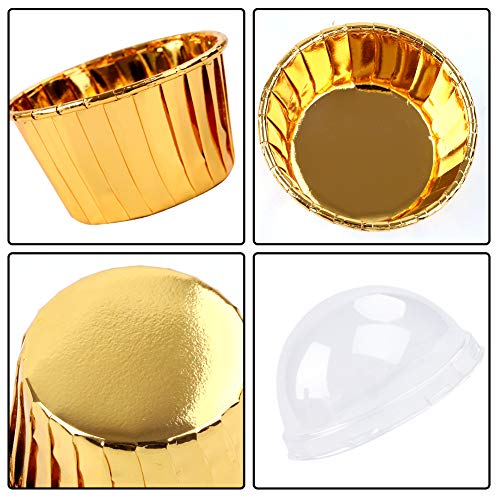 moldes para Magdalenas 100pcs Tazas para Hornear Estuches para Hornear Muffins metálicos Forros para Magdalenas Envoltorios de Papel para Pasteles Estuches para Muffins de Aluminio Tazas (Gold)