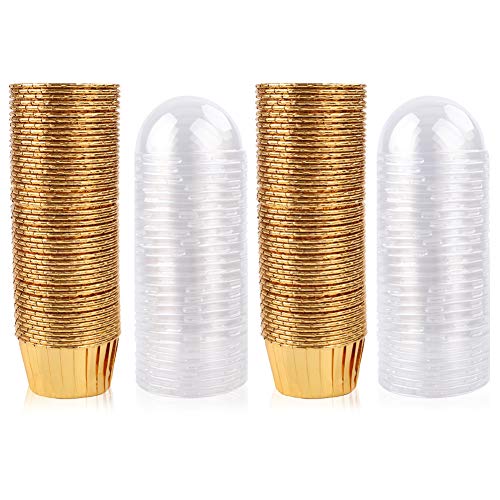 moldes para Magdalenas 100pcs Tazas para Hornear Estuches para Hornear Muffins metálicos Forros para Magdalenas Envoltorios de Papel para Pasteles Estuches para Muffins de Aluminio Tazas (Gold)