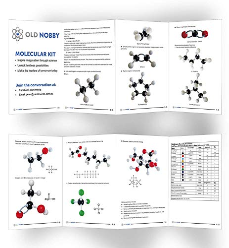 Molecular Model Kit (239 piezas) Juego de química avanzada con guía de instrucciones – Química Estructura Kit para química profesores, alumnos y jóvenes científicos con átomos, bonos y orbitals