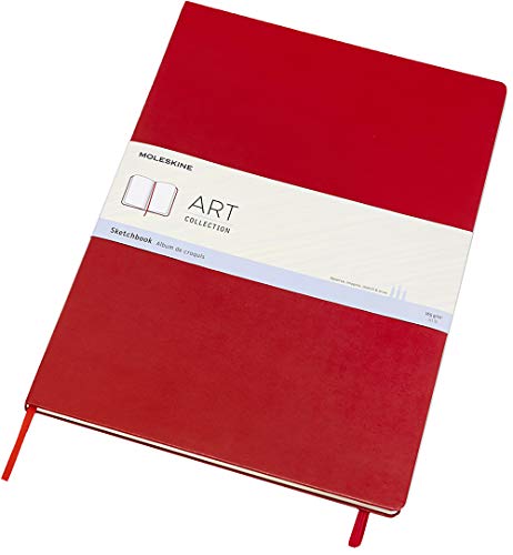 Moleskine - Art Collection Sketchbook, Álbum para Bocetos, Tapa Dura, Papel Adecuado para Bolígrafos, Lápices y Pasteles, Color Rojo Escarlata, Tamaño A3 29,7 x 42 cm, 96 Páginas (COLLECTION ART)