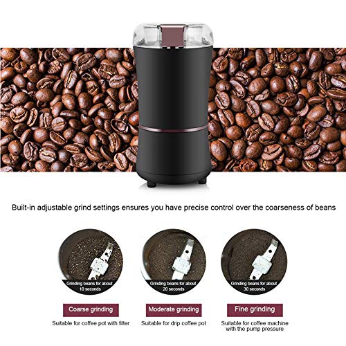 Molinillo de Café Eléctrico,Muela los Granos de café, Las Especias, Frijoles Las nueces y los Granos Hojas de Acero Inoxidable duraderas