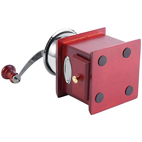 Molinillo de café manual retro.Antiguo molino de café de manivela de madera con ajuste de molienda y cajón de captura. Tamaño portátil para el hogar/oficina/viaje.(Red)