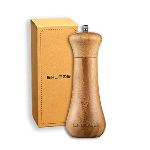 Molinillo de pimienta Ehugos, agitadores manuales de madera de molinillos de sal y pimienta, mecanismo de molienda de cerámica con grosor ajustable para uso profesional y doméstico