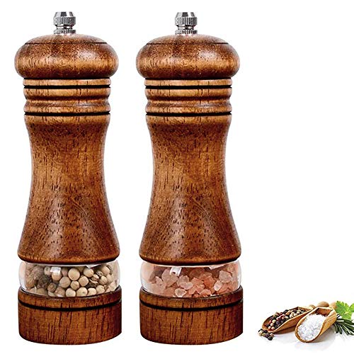 Molinillo de Pimienta,Molinillo Sal y Pimienta,Durable Molinillo de Pimienta y Molinillo de Sal Gruesa Ajustable y Ventana Visible,para cocinar BBQ,2 Piezas.