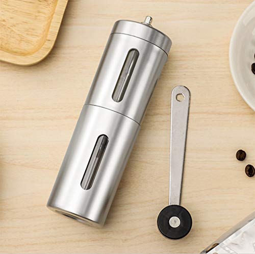 Molino De Café Manual,Molino De Café De Mano SLN,Molino De Especias Con Rebaba Cónica De Cerámica Ajustable,fácil De Llevar(plata)