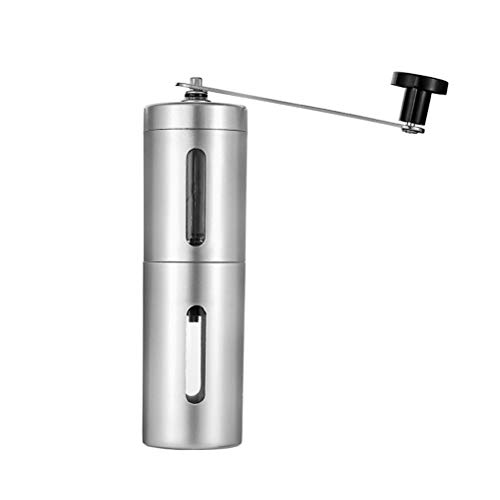 Molino De Café Manual,Molino De Café De Mano SLN,Molino De Especias Con Rebaba Cónica De Cerámica Ajustable,fácil De Llevar(plata)