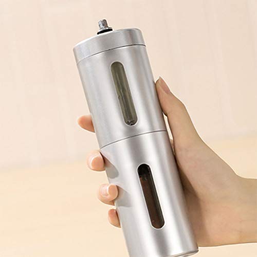 Molino De Café Manual,Molino De Café De Mano SLN,Molino De Especias Con Rebaba Cónica De Cerámica Ajustable,fácil De Llevar(plata)