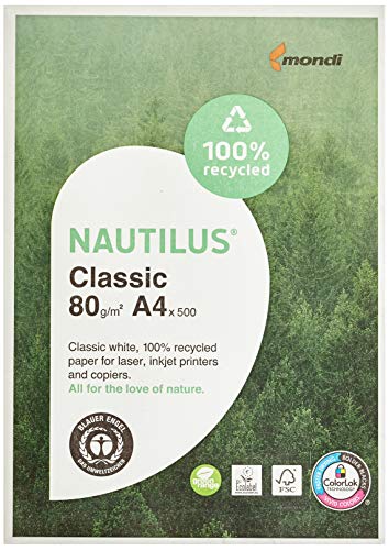 Mondi 88032442 Nautilus Classic - Hojas A4, 500 unidades, 80 g/m², color blanco