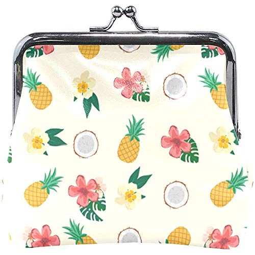 Monedero Monedero cremoso de Flor de Pino Amarillo Rojo Monedero Bolsas Cartera de Cambio de Cuero Bolso de Embrague de Tarjeta