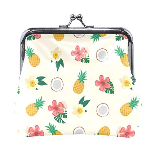 Monedero Piña Amarilla Flor cremosa roja Monedero Monederos Cartera de Cambio de Cuero Tarjeta Cartera de Mano