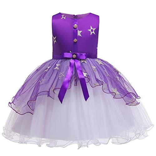 Moneycom❤Toddler Kids Girls Estrella Floral Princesa Halloween Party Tul + sombrero de cumpleaños para boda y fiestas morado 8-9 años