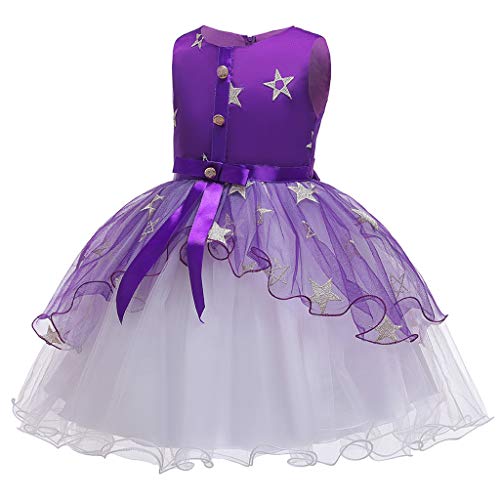 Moneycom❤Toddler Kids Girls Estrella Floral Princesa Halloween Party Tul + sombrero de cumpleaños para boda y fiestas morado 8-9 años