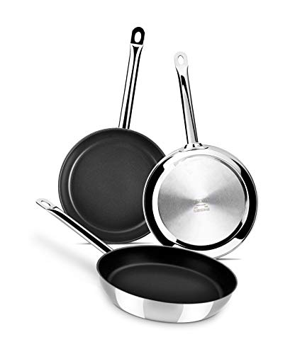 Monix Chef Non-Stick - Sartén 18 cm acero inoxidable 18/10 con antiadherente, apta para todo tipo de cocinas incluida inducción