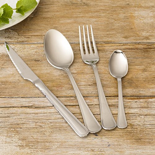 Monix Manila - Set 49 piezas cubiertos de acero inox 18/10 con cuchillo chuletero y estuche Nogal (12 comensales)