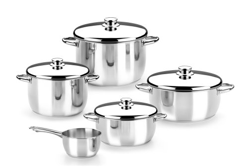 Monix Optima - Menaje 5 Piezas de Acero Inoxidable 18/10, Apta para Todo Tipo de cocinas incluídas de inducción
