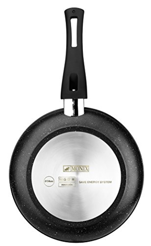 Monix Wok para saltear, Aluminio, Gris Oscuro Antracita, 28 cm