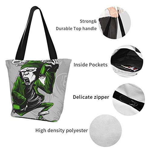 Monkey Handling Pintura en aerosol y monopatín Bolsas de tela reutilizables para compras de comestibles, Bolsas de moda para manualidades, Diseños creativos