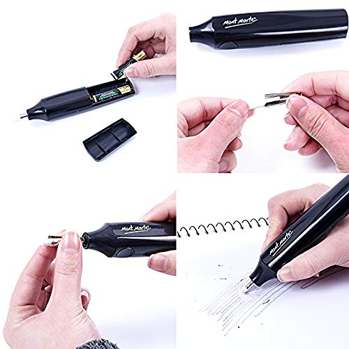 Mont Marte Goma Electrica - 30 Recambios incluidos, a pilas - Ideal para un borrado fácil y cómodo - Borrador de 5mm - Goma de Borrar perfecto para Principiantes, Profesionales y Artistas