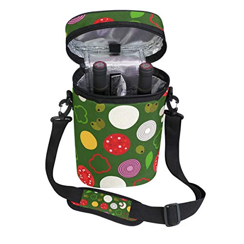 Montoj - Bolsa refrigeradora de vino portátil con 2 botellas, multiusos, aislante, para pizza