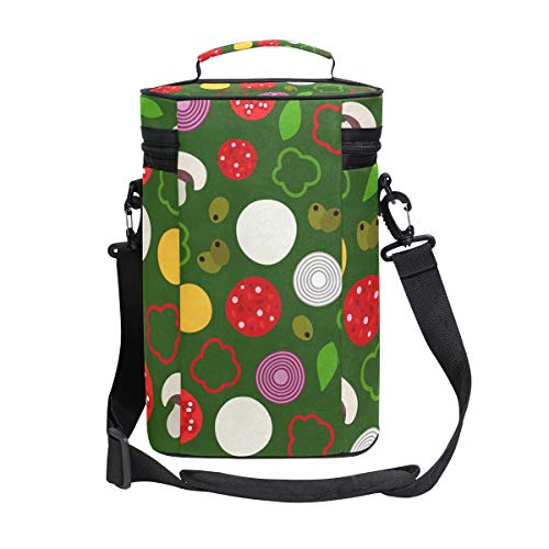 Montoj - Bolsa refrigeradora de vino portátil con 2 botellas, multiusos, aislante, para pizza