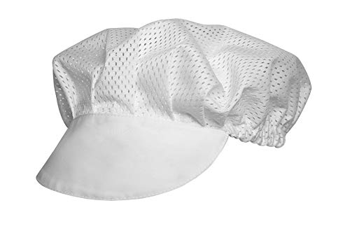 MONZA OBREROL Cofia Hostelería Con Visera, Rejilla y Goma. Ropa Cocinero/Cocinera. Blanco. Ref: 4004