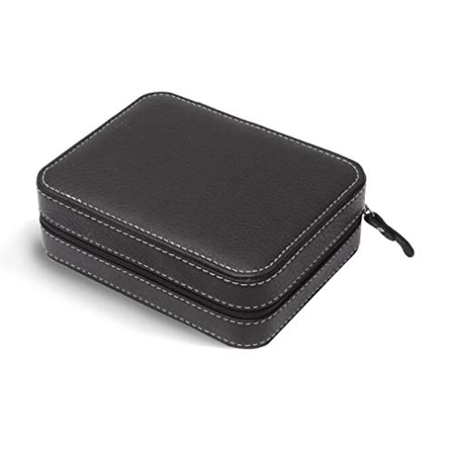 MOONQING - Caja de almacenamiento con cremallera para reloj (4 unidades), color negro