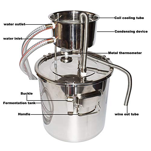 Moonshine - Juego de destilador de alcohol para el hogar (20 L, acero inoxidable 304)