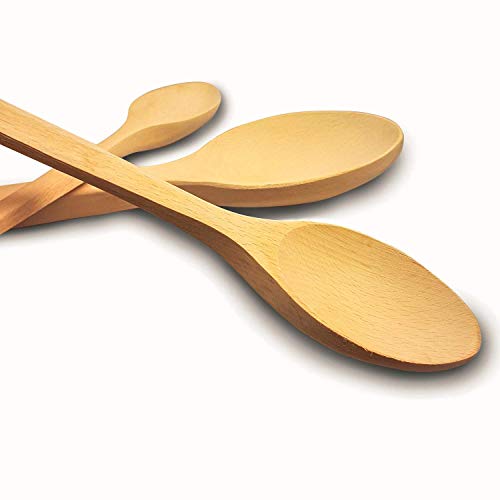 MoonWood - Juego de cucharas de cocina (3 tamaños, antiadherentes, saludables y naturales, 3 cucharas de madera dura para cocinar hechas a mano)